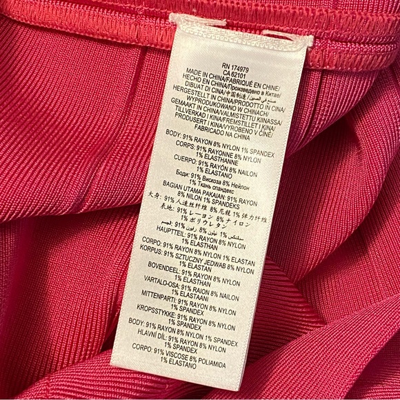 Herve Leger hot pink U shaped bodycon bandage mini dress - Picture 11 of 12